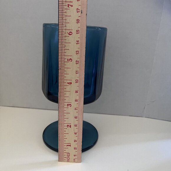 Vintage Colony Nouveau Riviera Blue Glass Water Goblets Set Of 6 MCM 8 oz - Picture 4 of 5